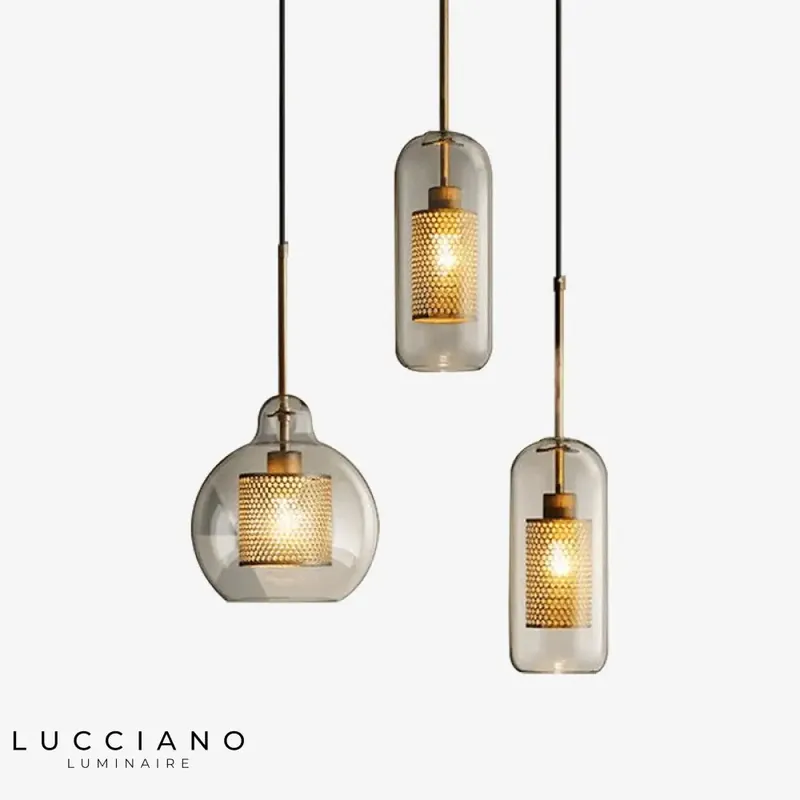 Industrial LED pendant light with Loft glass