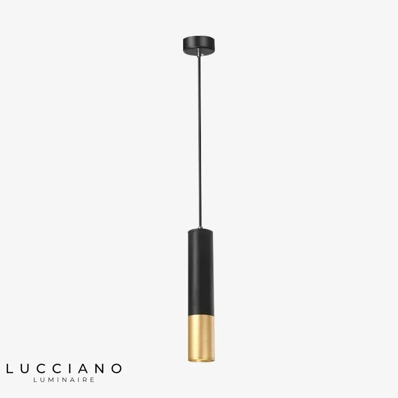 Black and Gold Cylinder LED Pendant Light