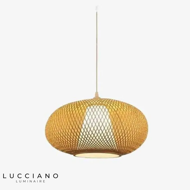 Rattan round lampshade LED pendant light