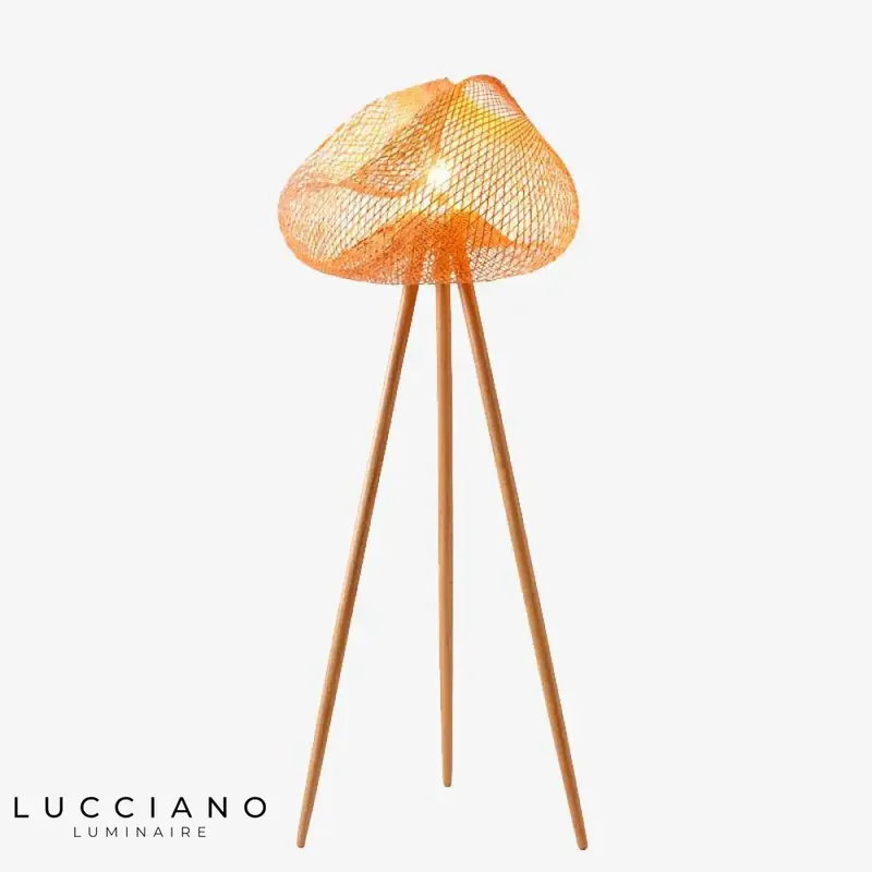 Scandinavian Tripod Bamboo LED Floor Lamp