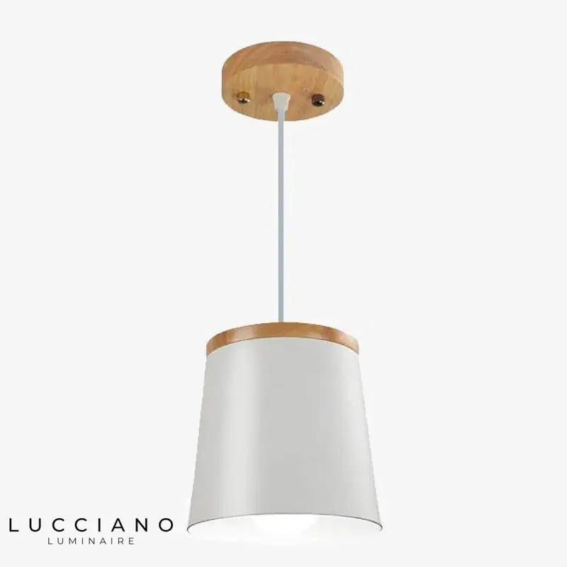 Aisilan White Wood and Metal Pendant Light