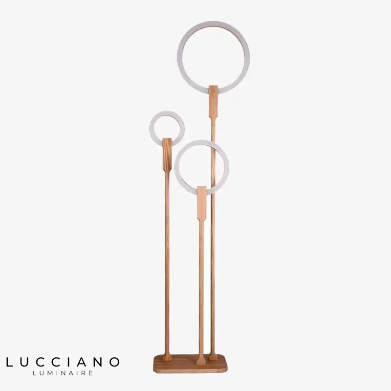 Wooden ring design LED floor lamp