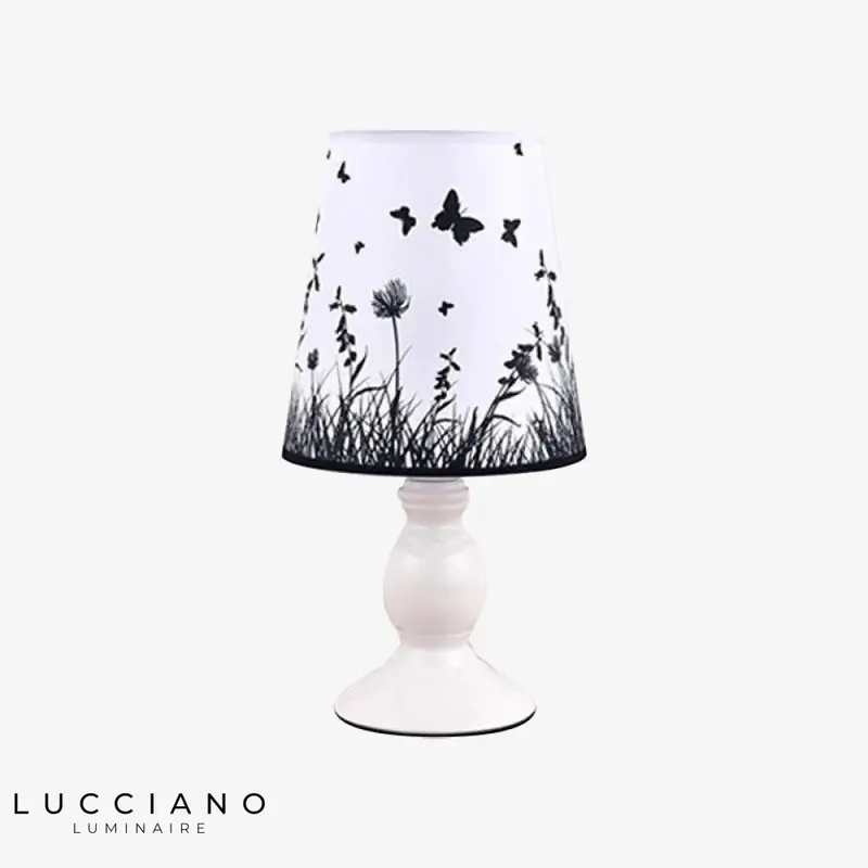 White Butterfly Lamp with Flower Lampshade