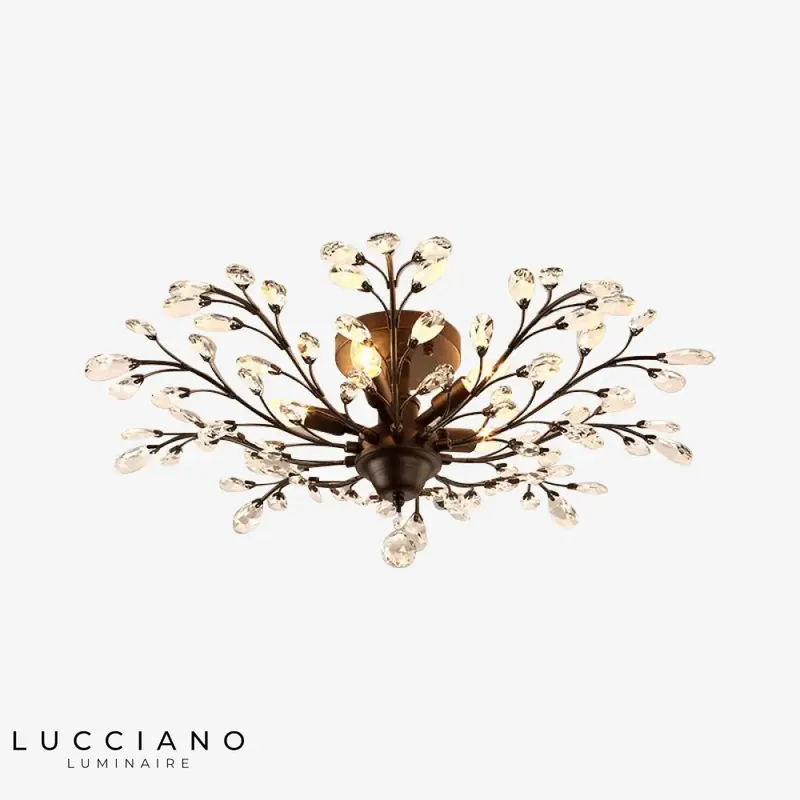 Floral crystal branch ceiling light