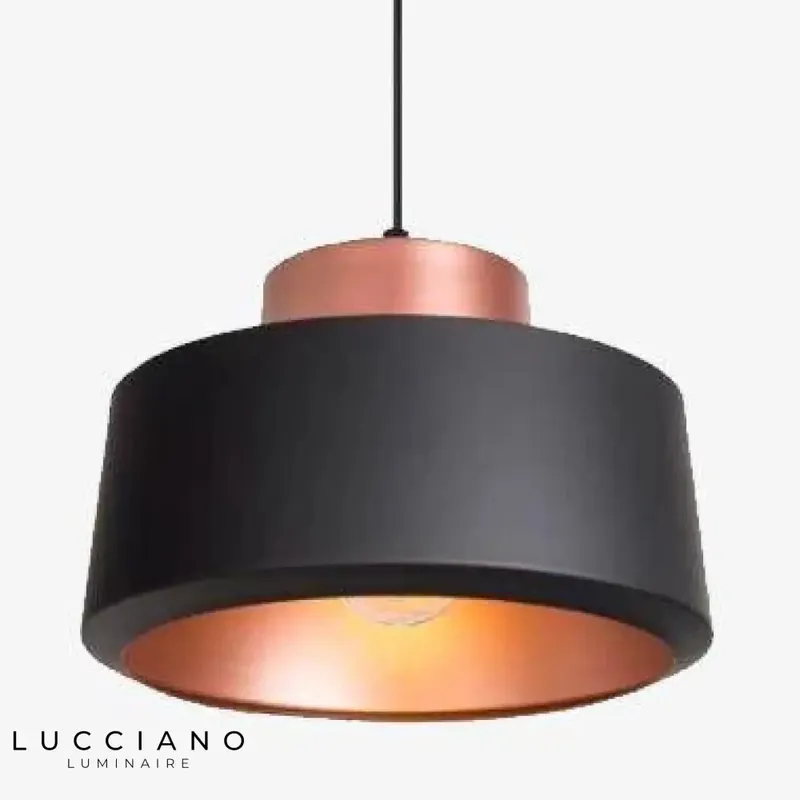 Round Aluminium Shade Pendant Light (Black\\/White)