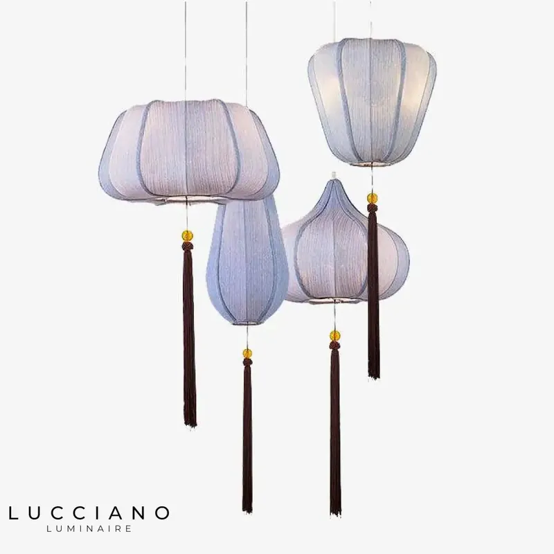 Chinese fabric LED pendant light