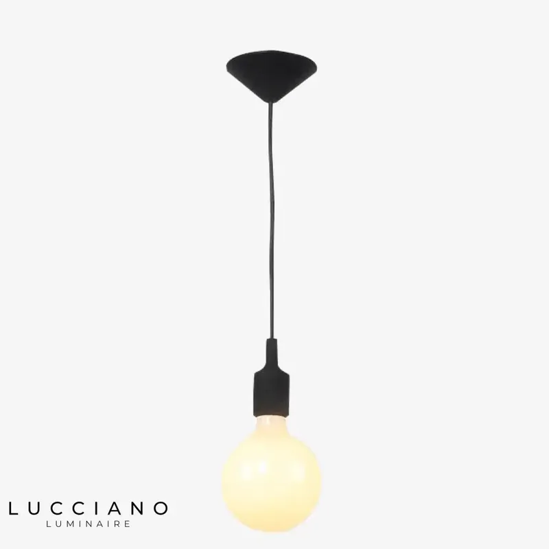 Colored Pendant Lamp with Tea Shop Bulb