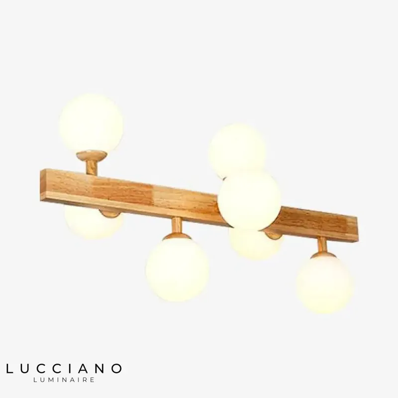 Wooden LED Chandelier Glass Ball Lamp