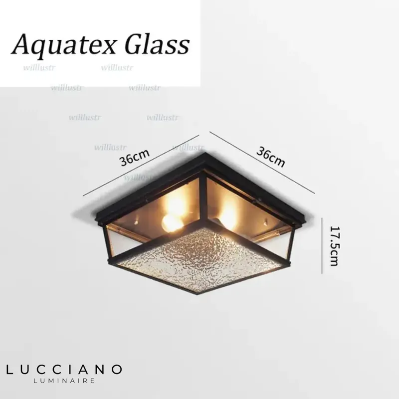 Square Retro Metal and Glass Pendant Light