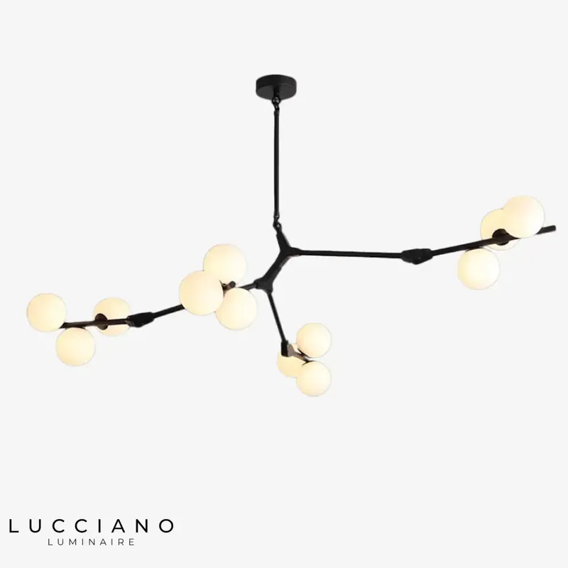 Yolan LED metal-glass chandelier with branches