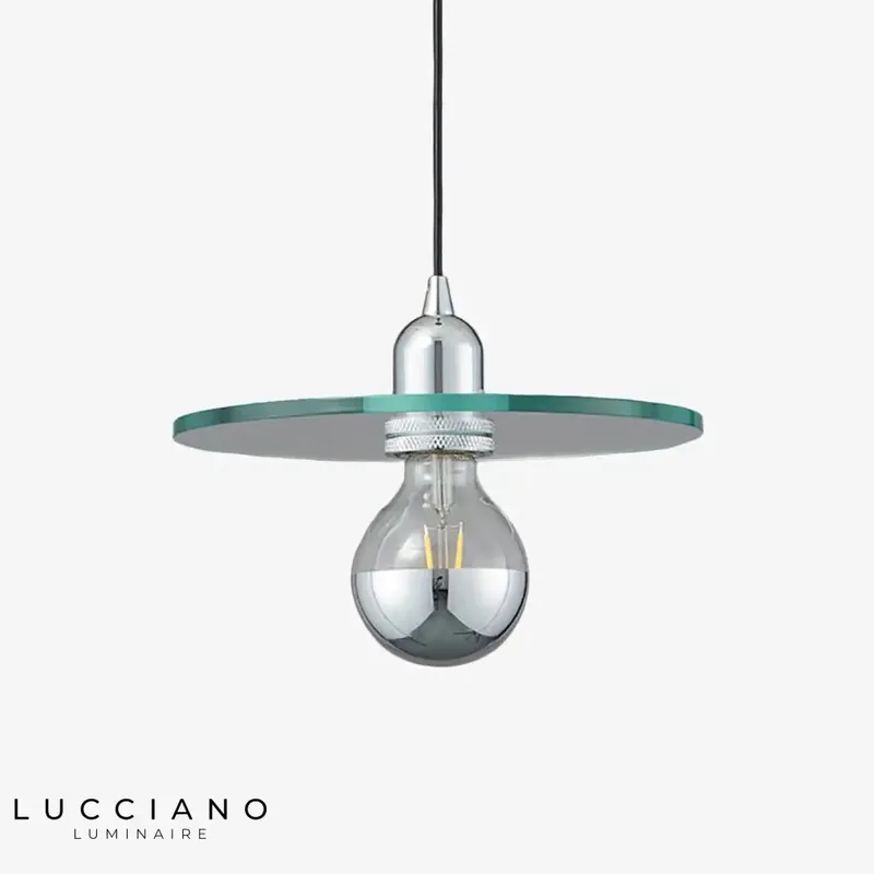 Pendant light with flat glass shade