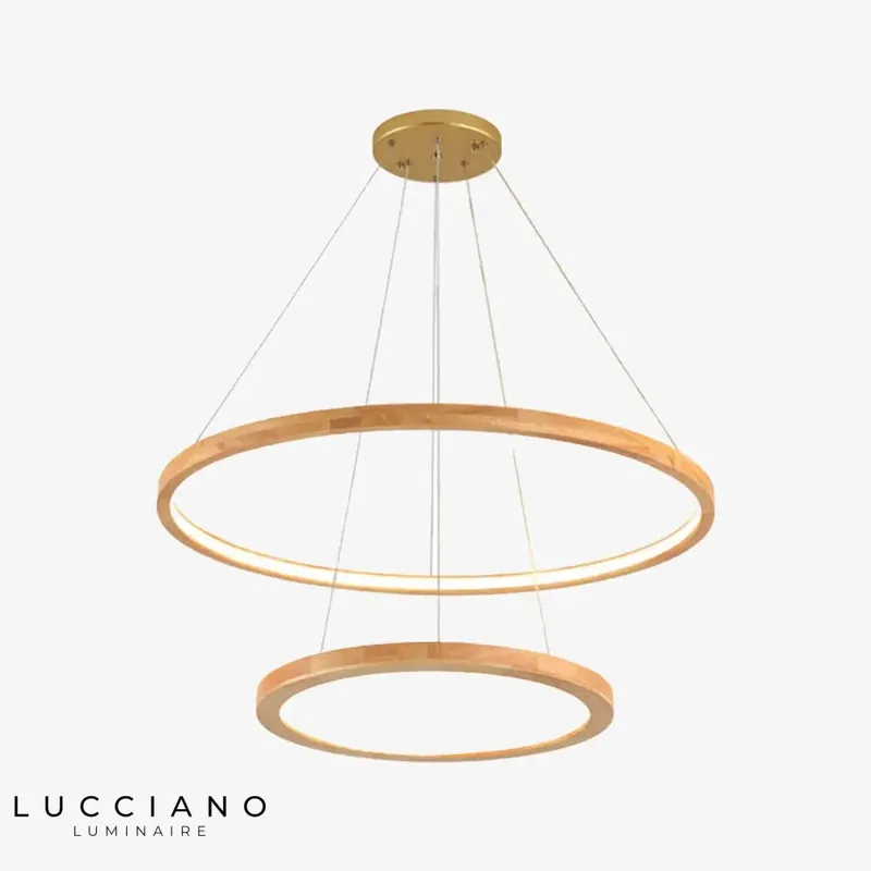 Scandinavian wooden chandelier Arya 2 rings