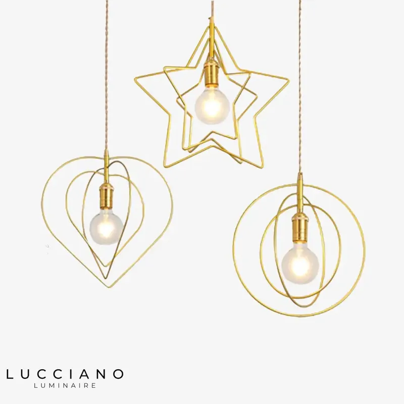 Yria LED chandelier with geometric shapes