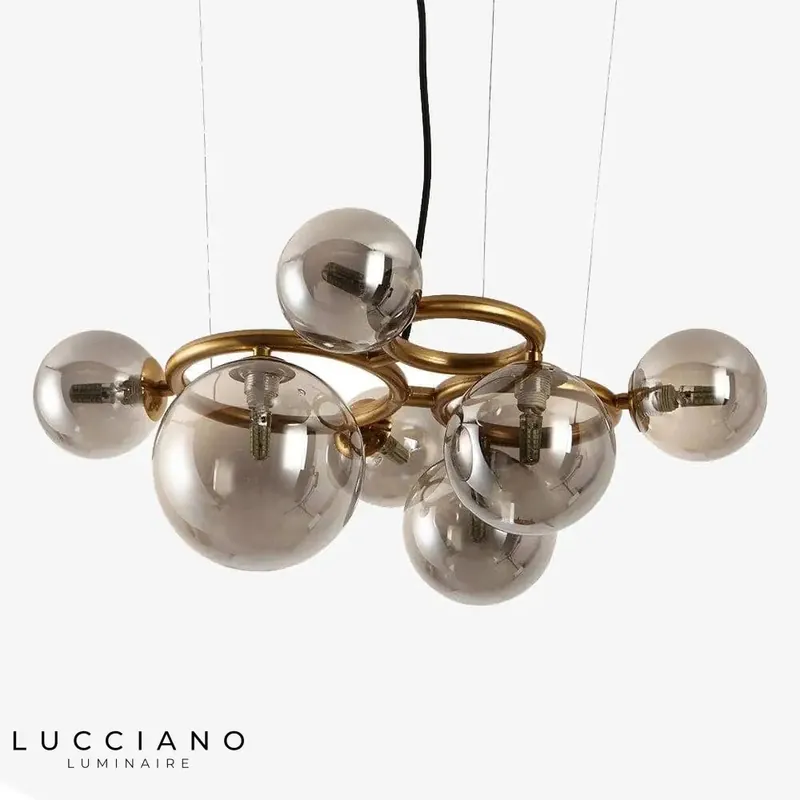 Designer LED chandelier with glass globes