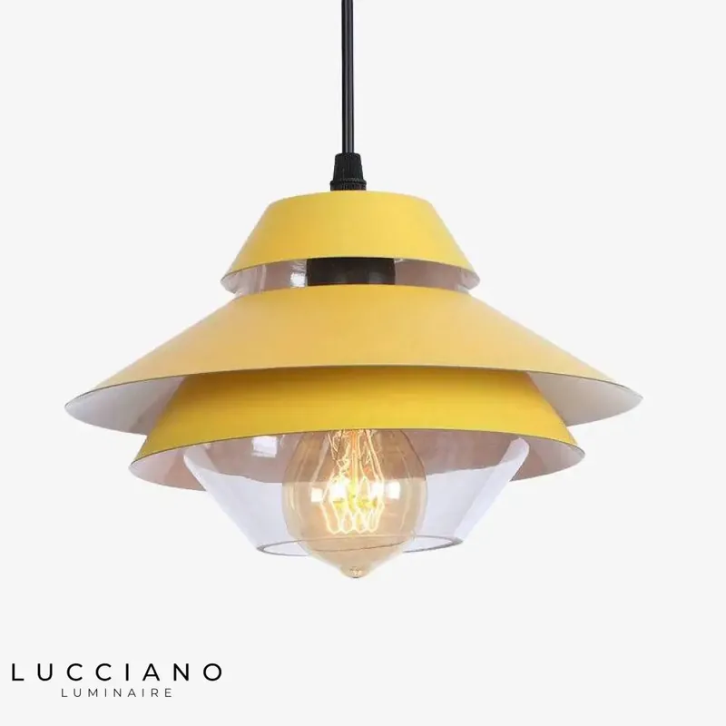 Vintage metal and colored glass LED pendant light