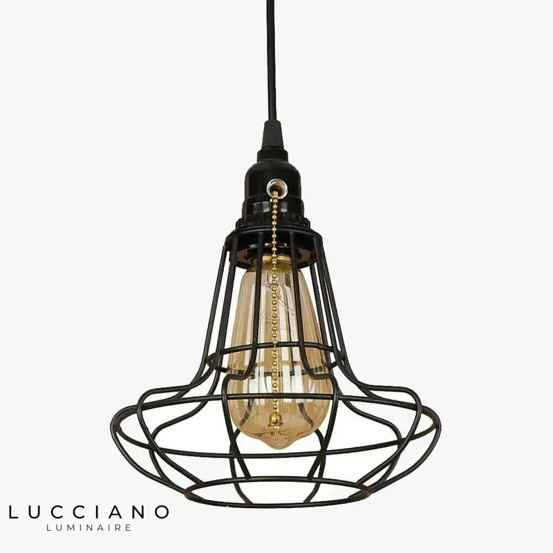 Vintage LED metal cage pendant light
