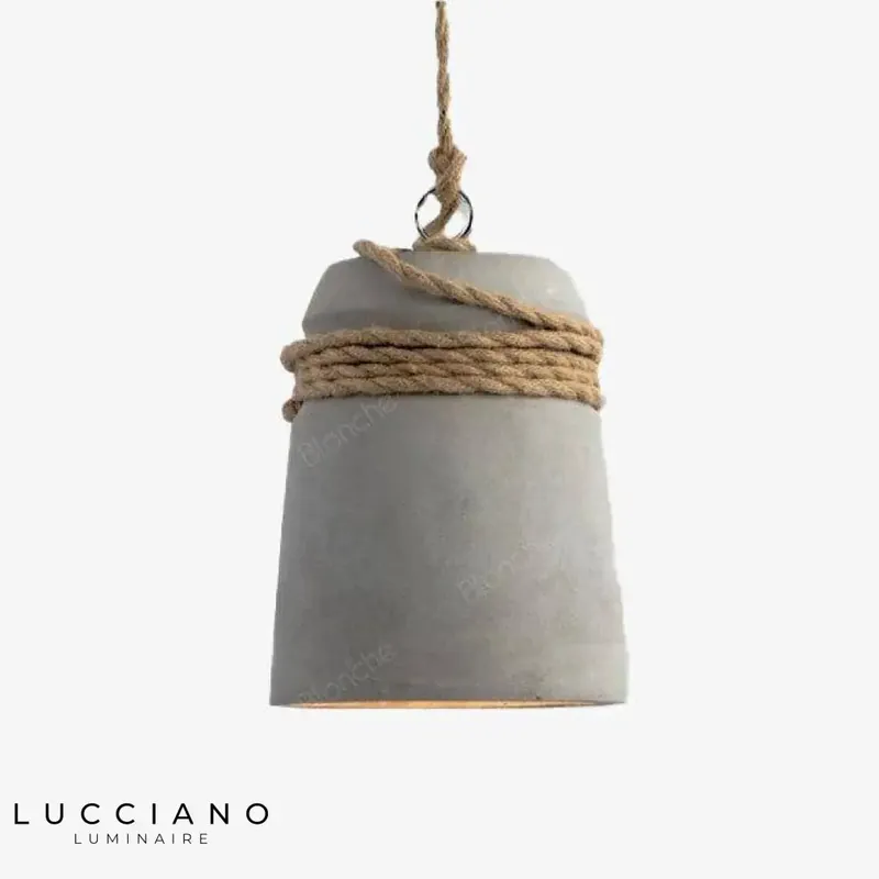 Rustic cement and rope LED pendant light