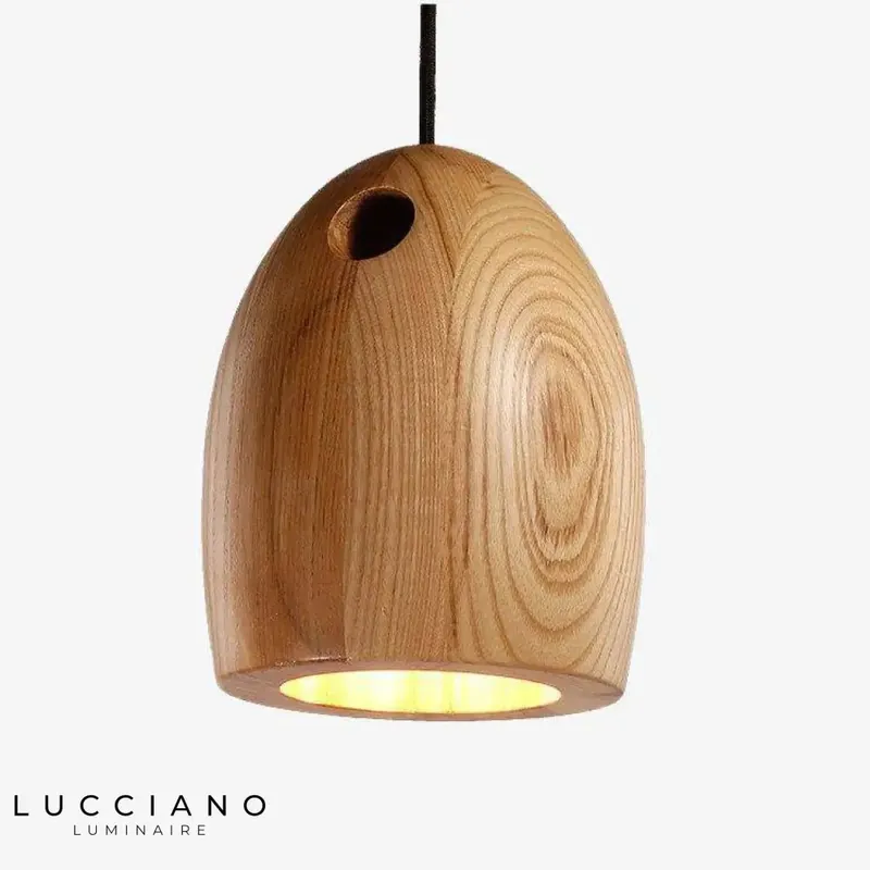 Rounded Wood Shade LED Pendant Light