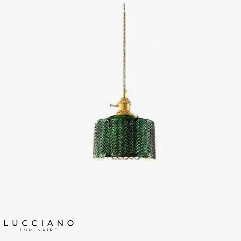 Yuja Retro Green Glass LED Pendant Light