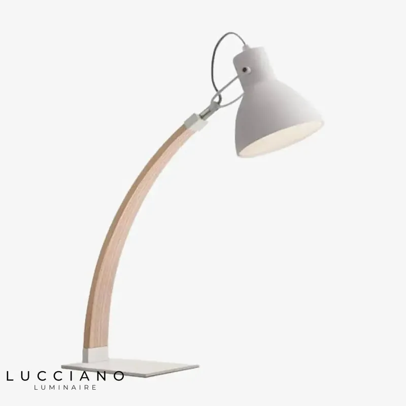 Designer LED lamp in wood and metal