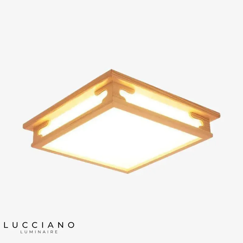 Vintage Square Wooden LED Chandelier - Coffee