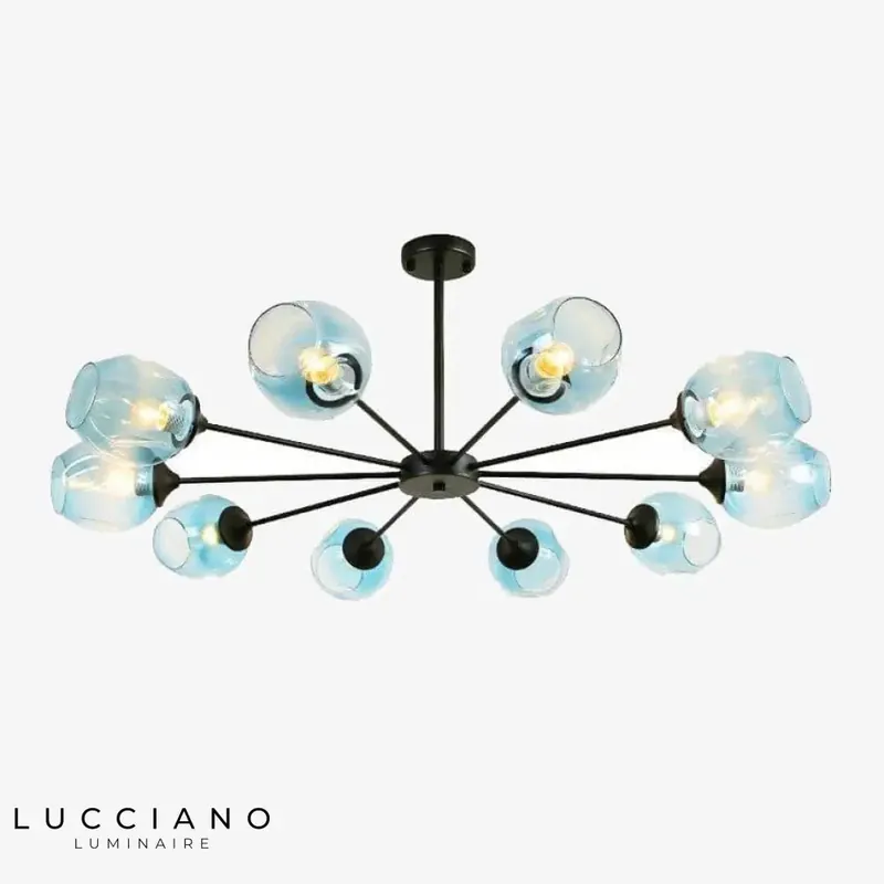 Designer LED chandelier in stained glass