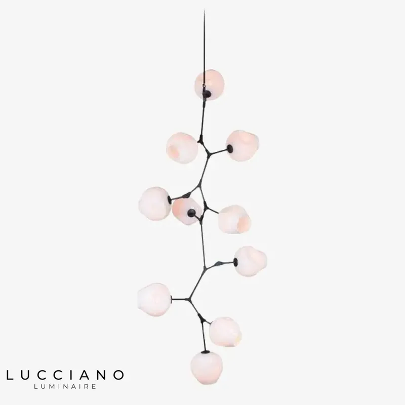Branch LED pendant light with glass shade
