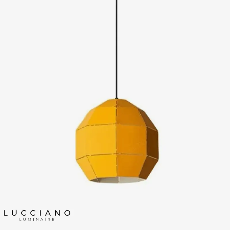 Spherical colored metal LED pendant light