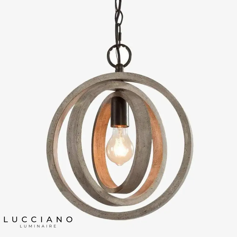 Retro wooden circles LED pendant light