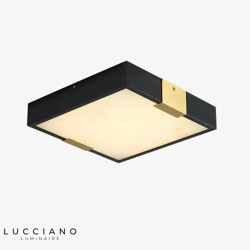 Square LED ceiling light, marble and metal