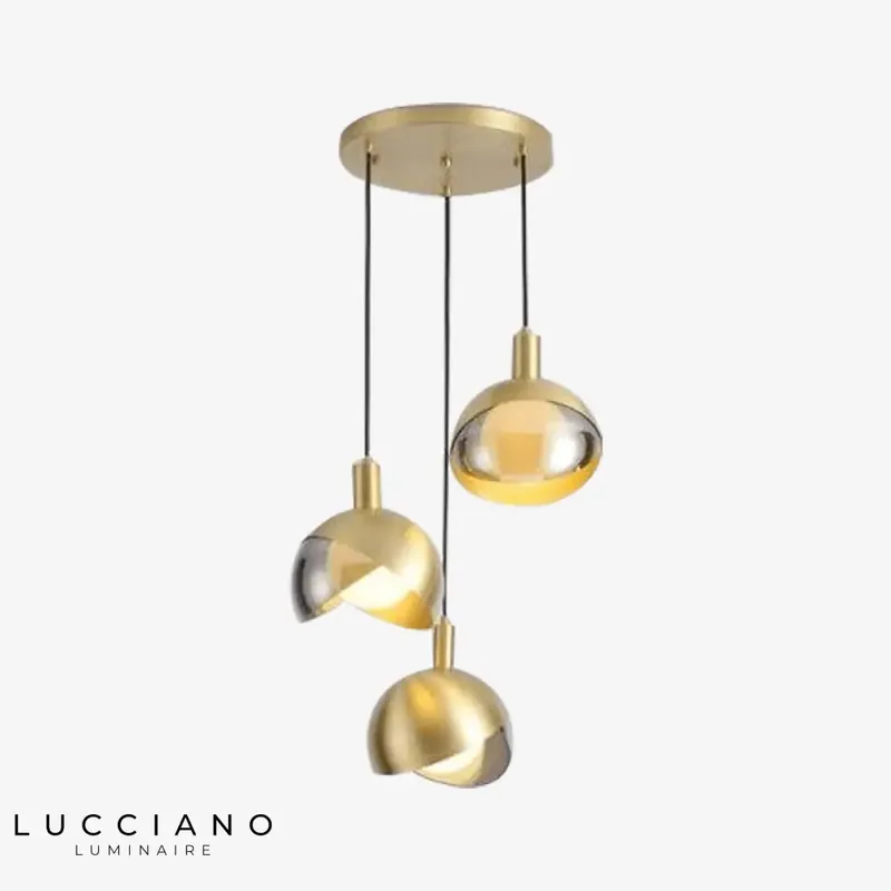 LED glass metal gold pendant light