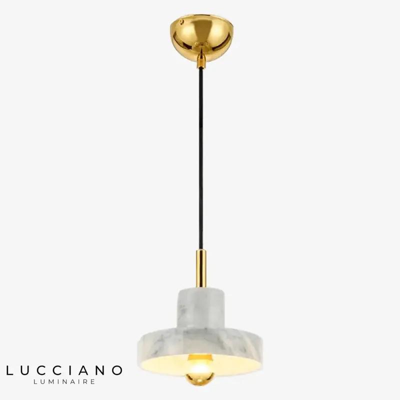 White and gold marble suspended LED light