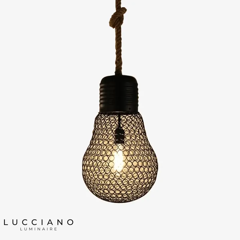 Rustic LED pendant lamp, bulb-shaped