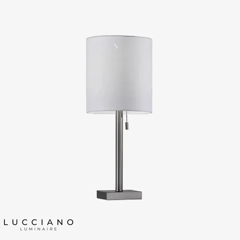 Designer metal LED lamp with lampshade