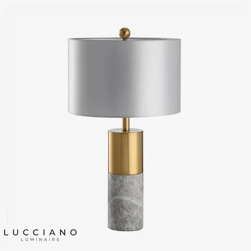 Marble gold LED lamp with grey lampshade