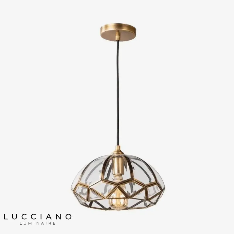 Geometric LED Pendant Light in Glass and Gold Metal
