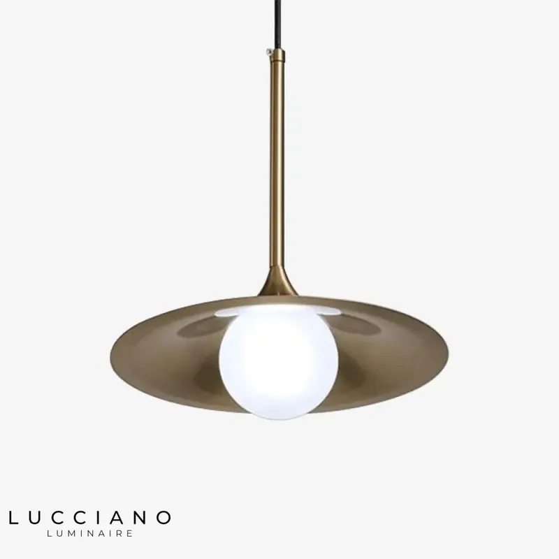 Designer LED Chandelier with Gold Lampshade