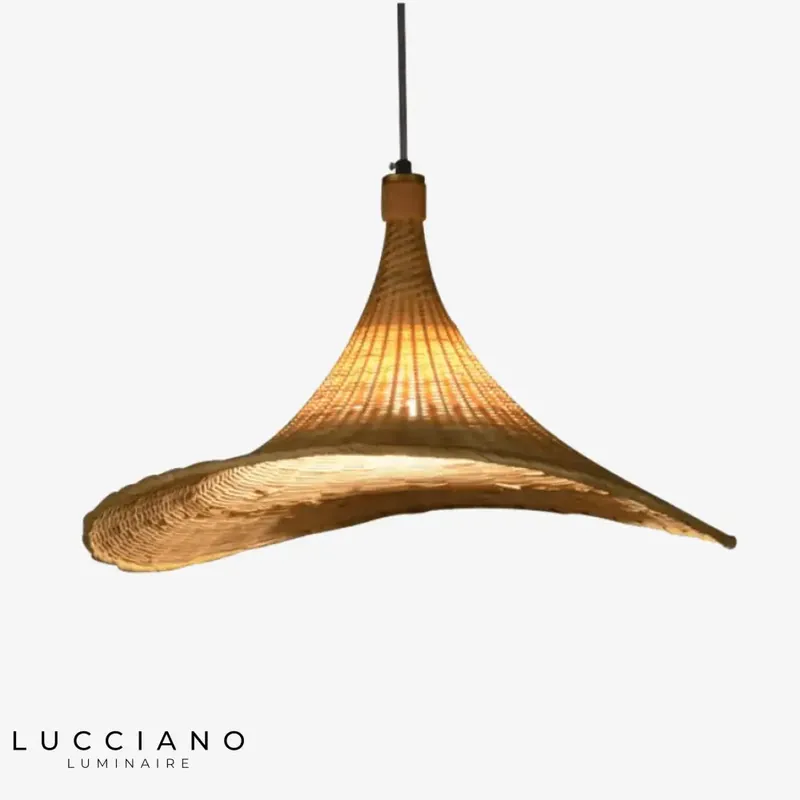Rattan hat design LED chandelier