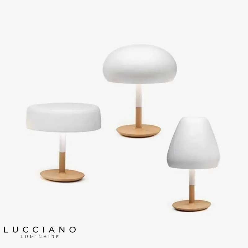 Wooden Design LED Lamp with Rounded Shade
