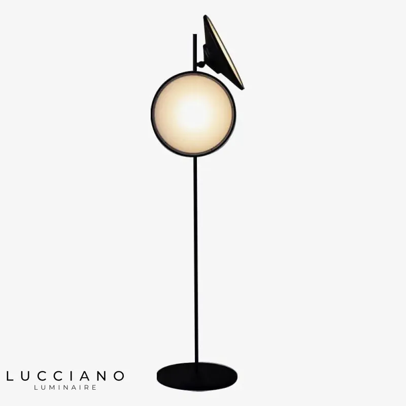 Black LED Floor Lamp with Luminous Circle