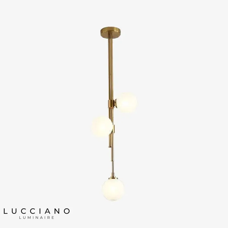 Modern gold suspension light with glass globes