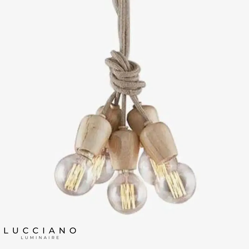 5-light wooden pendant light