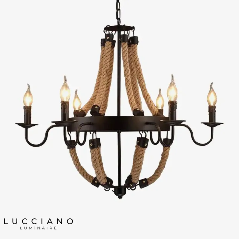 Rustic metal rope chandelier