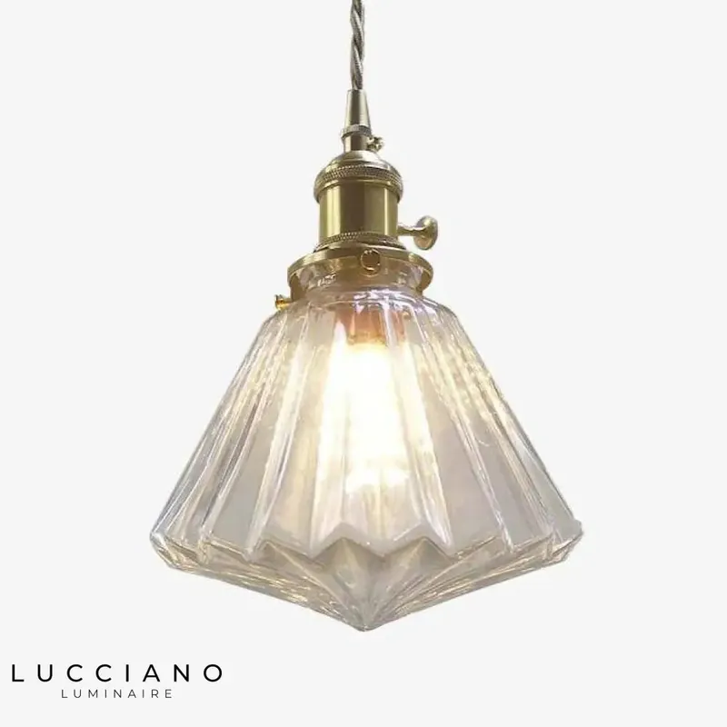 Vintage glass and brass pendant lamp