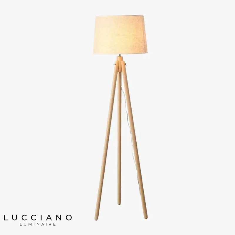 Scandinavian wooden tripod floor lamp