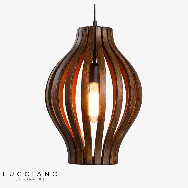 Rustic vintage wooden cage pendant light