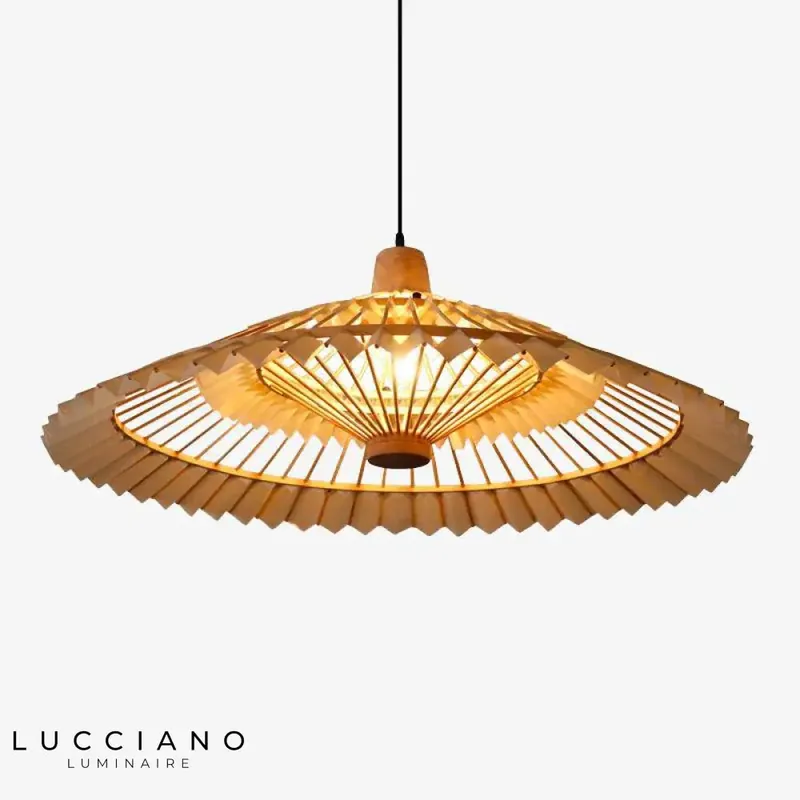 Chinese conical bamboo pendant light