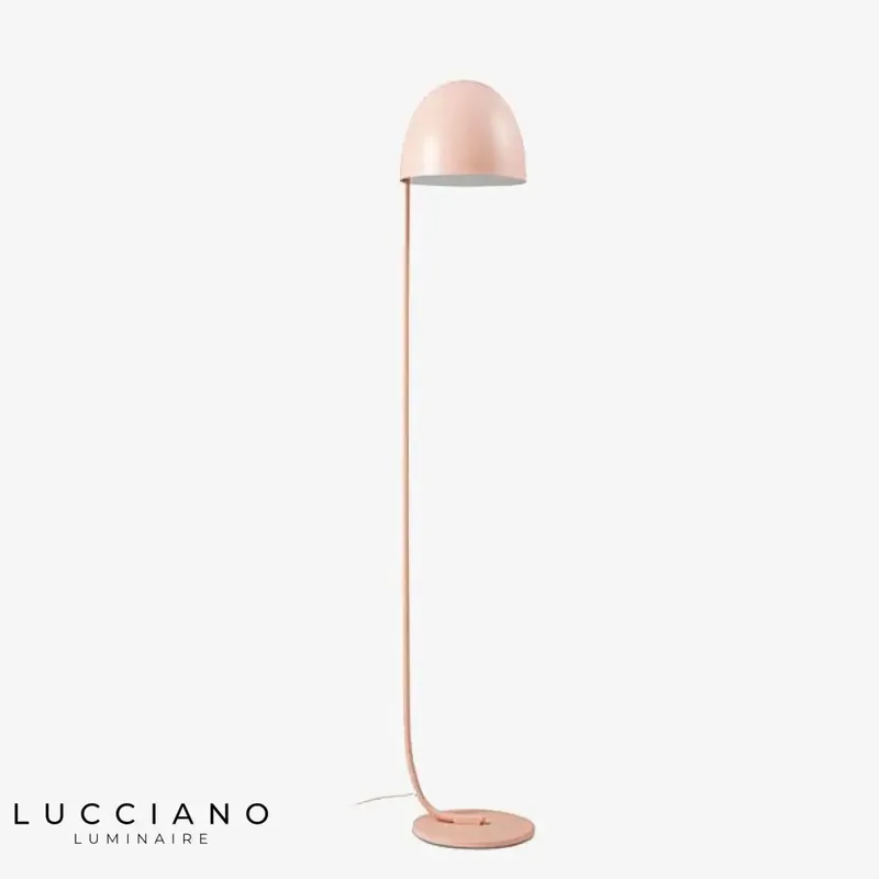 Designer floor lamp with a half-sphere shade