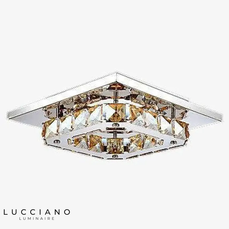 Chrome Square Crystal LED Ceiling Light
