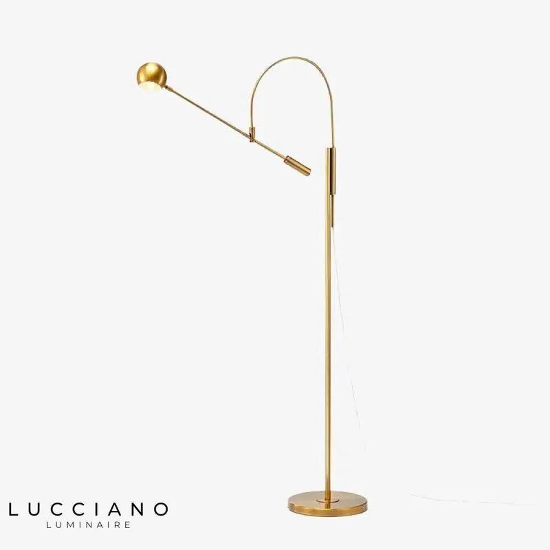 Curved gold designer floor lamp